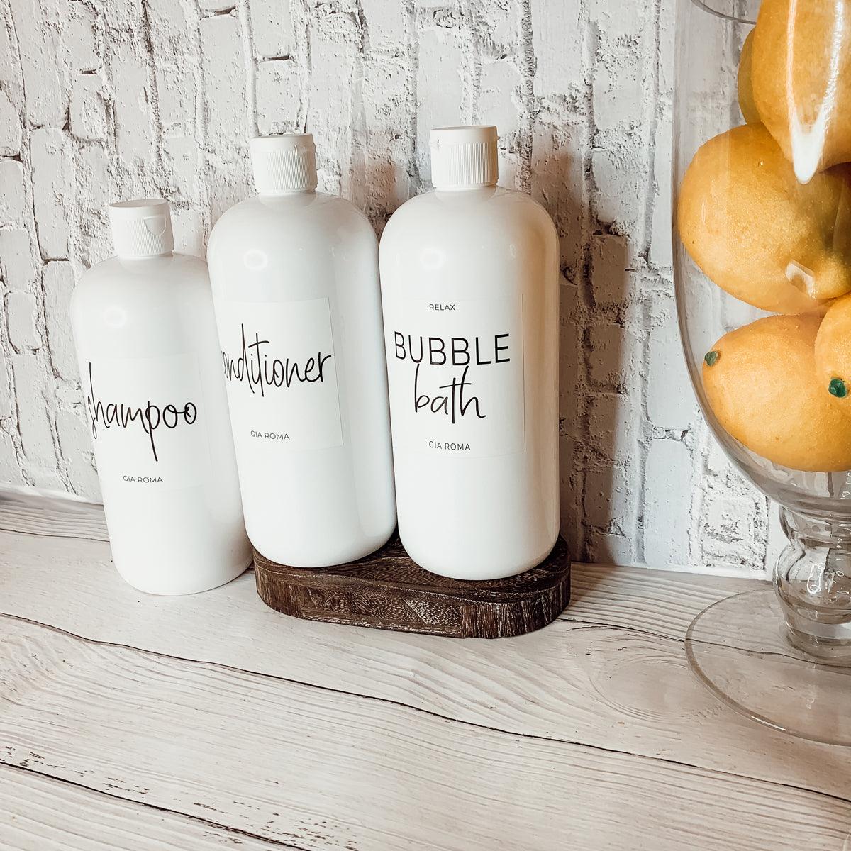 32oz Plastic White Dispensers with Customized Labels