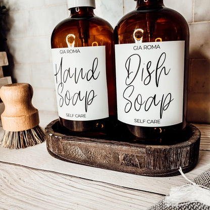16oz Soap Bottles- Glass Amber|White Label