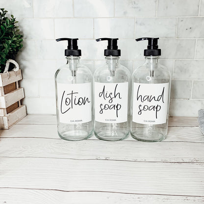 16oz Glass Bottles - Clear/White Label