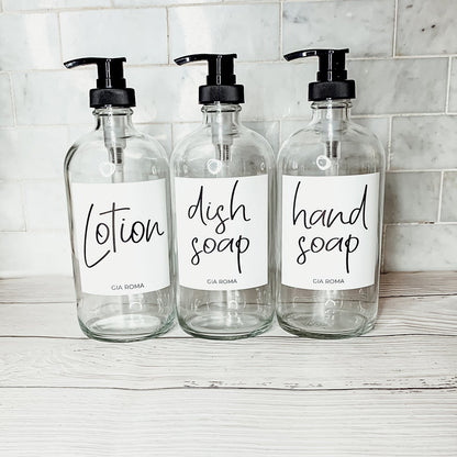 16oz Glass Bottles - Clear/White Label