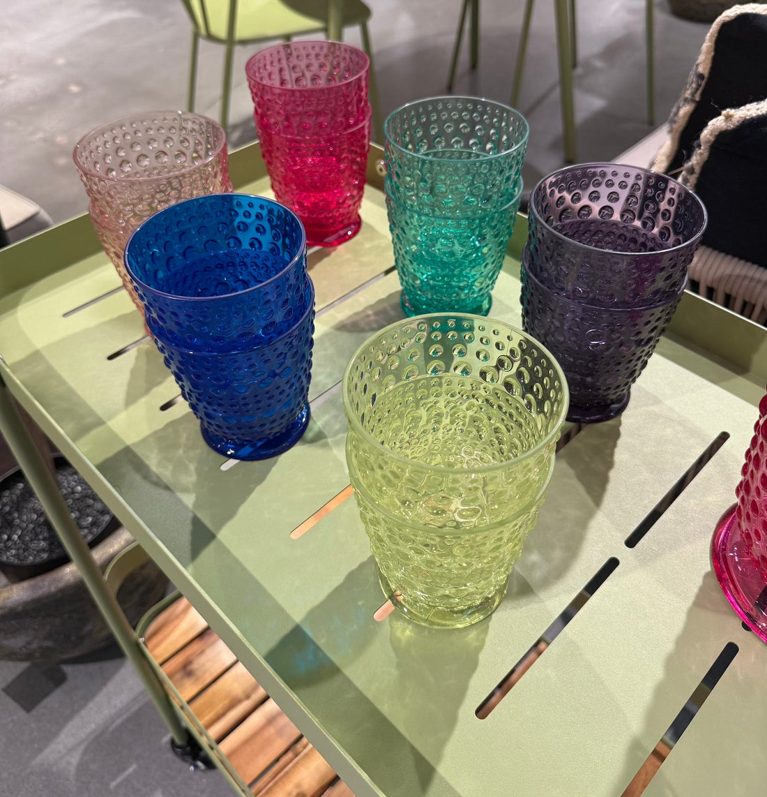 Acrylic Hobnail Tall Footed  Drinking Glass - 6 Colors