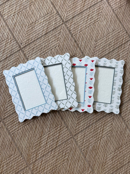 Block Printed Picture Frame - Claire Serene, Floral - 4x6