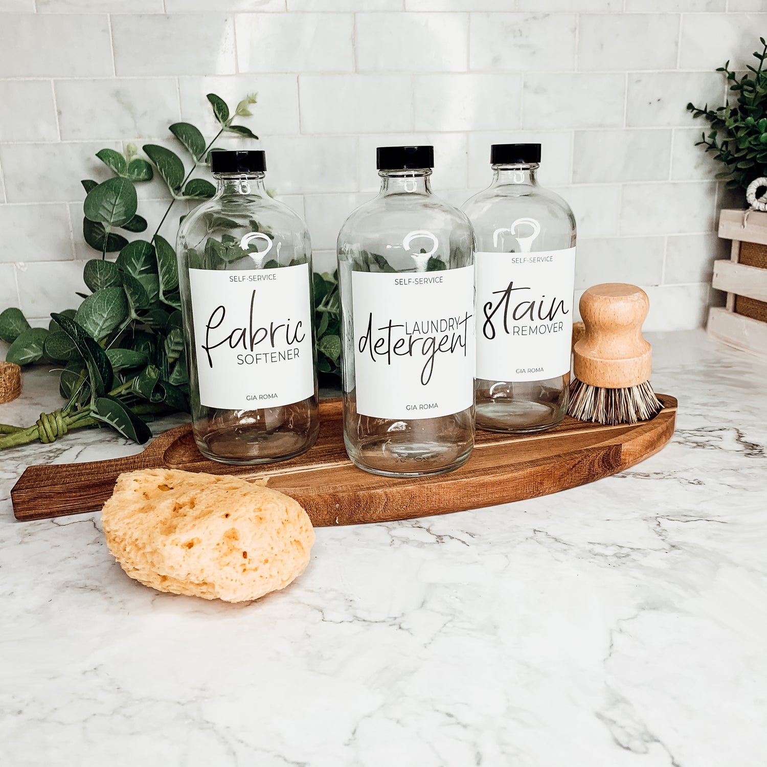16oz Glass Bottles - Clear/White Label