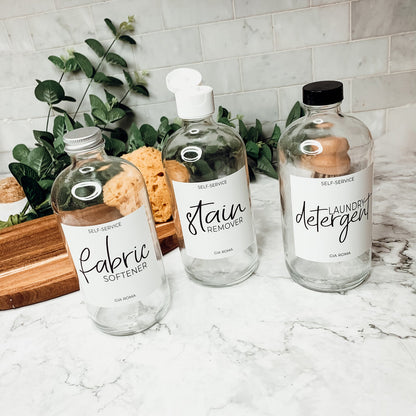 16oz Glass Bottles - Clear/White Label