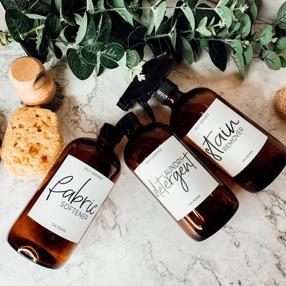 16oz Soap Bottles- Glass Amber|White Label