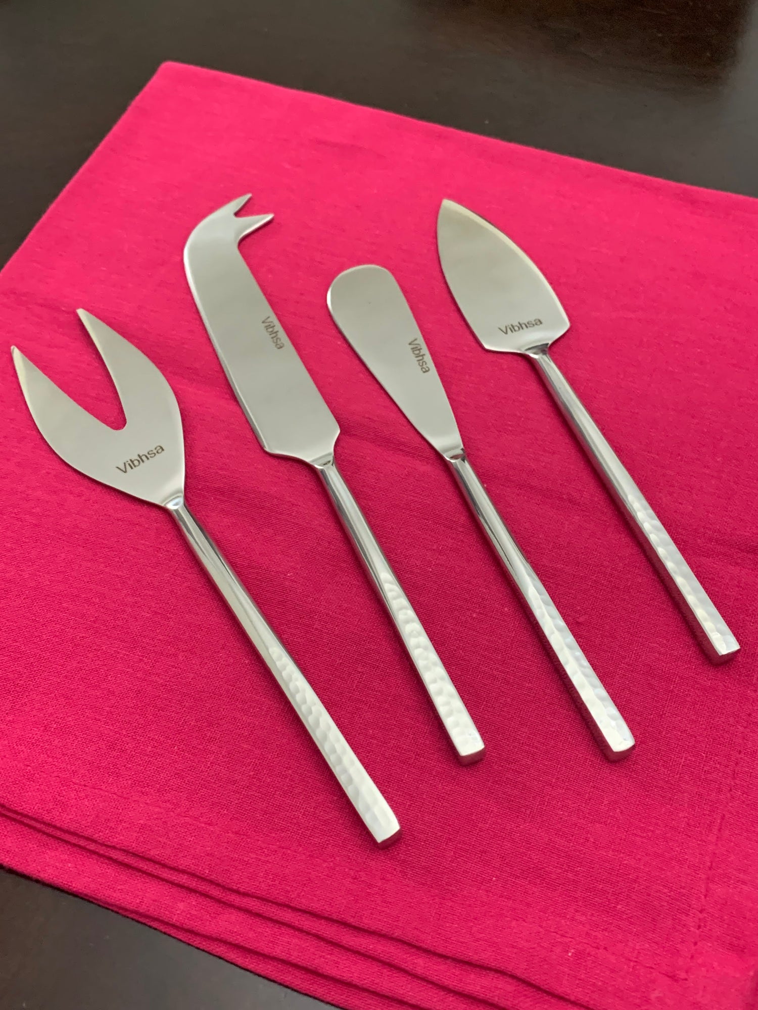 Set of 4 Stainless Steal Cheese Knives in Silver