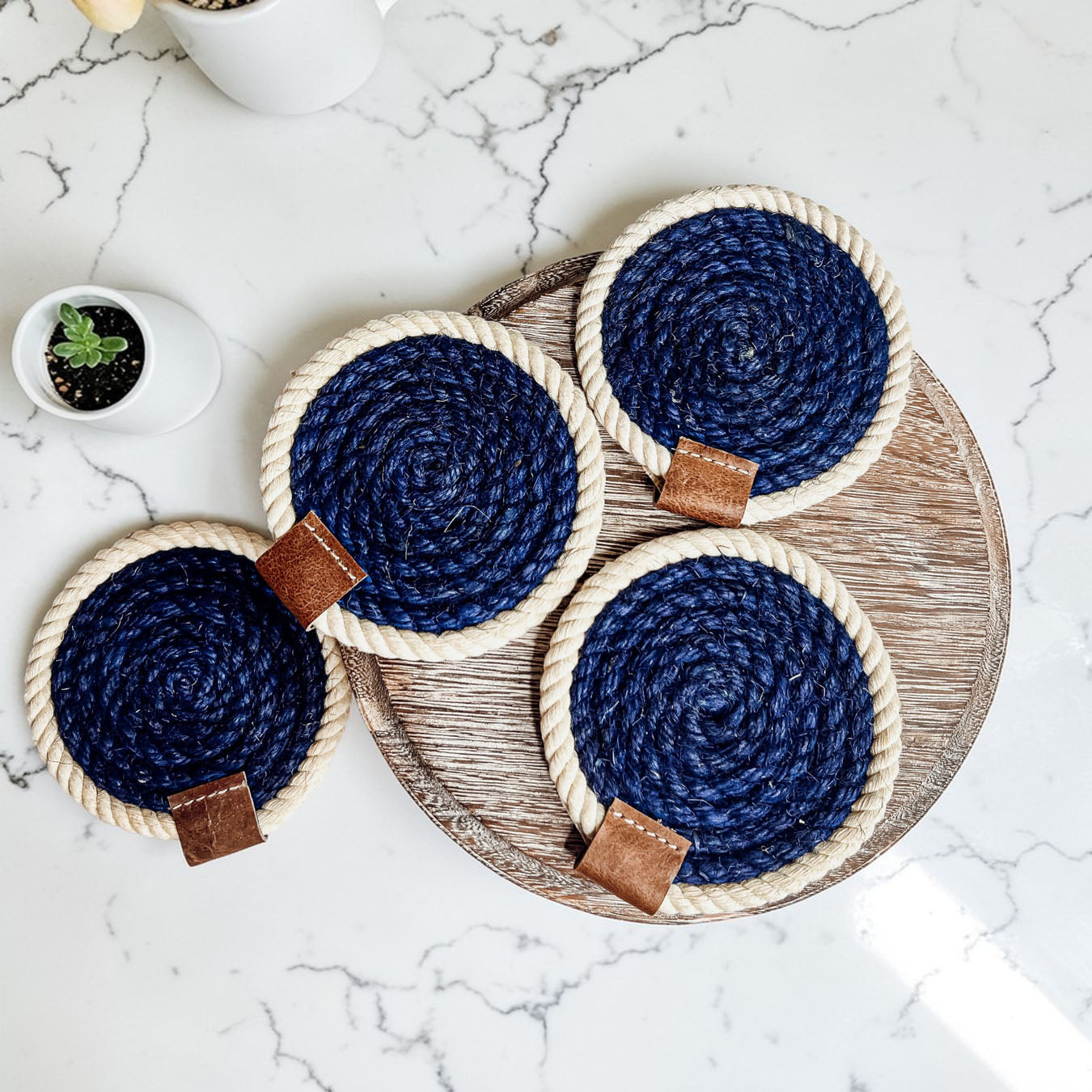 Nautical Rope Braided Coasters - Set of 4