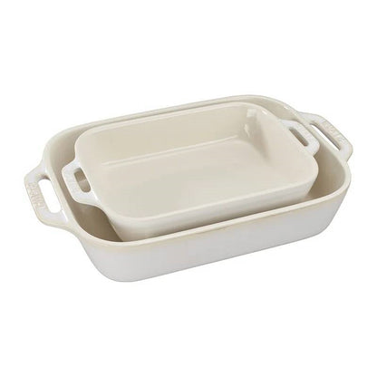 2 Piece Ceramic Stoneware Baking Dish Set in Cream