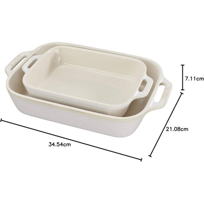 2 Piece Ceramic Stoneware Baking Dish Set in Cream