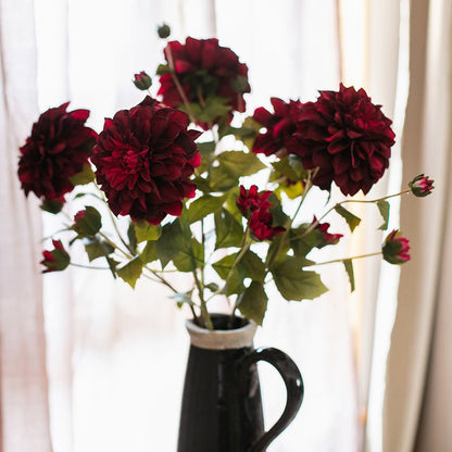 Faux Silk Artificial Blooming Dahlia Stem - 29"