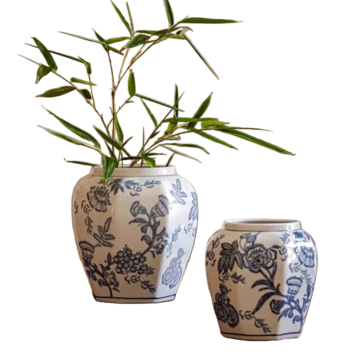 Blue and White Porcelain Floral Vase