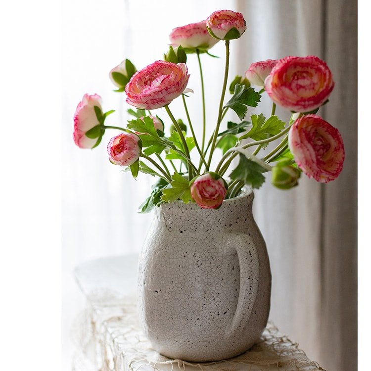 Faux Silk Artificial Buttercup Bundle in Pink or Purple - 21"