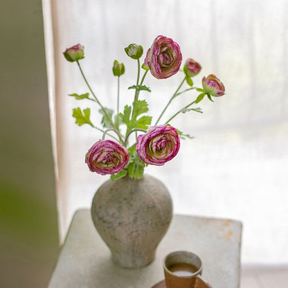 Faux Silk Artificial Buttercup Bundle in Pink or Purple - 21"