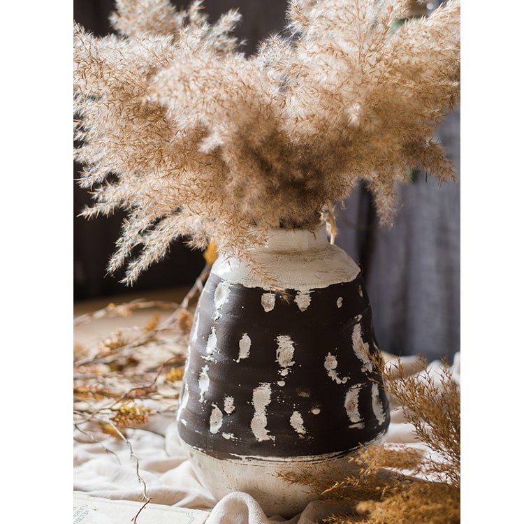 Handcrafted Ceramic Pottery Vase in Cream/Brown - 2 Designs