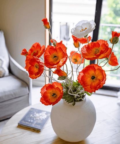 Faux Large Silk Poppy Flower Stem - 41"