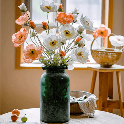 Faux Large Silk Poppy Flower Stem - 41"