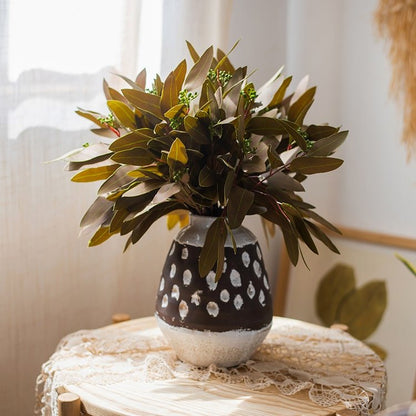 Artificial Oval Leaf Eucalyptus Stem Bundle in Brown - 18"