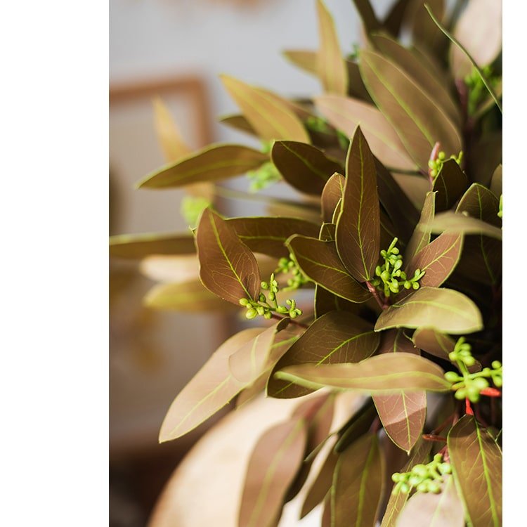 Artificial Oval Leaf Eucalyptus Stem Bundle in Brown - 18"