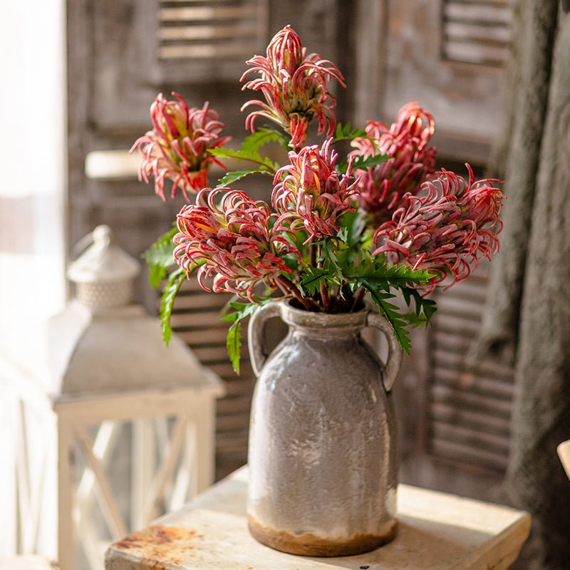 Red Flame Protea Artificial Flower Stem - 31"