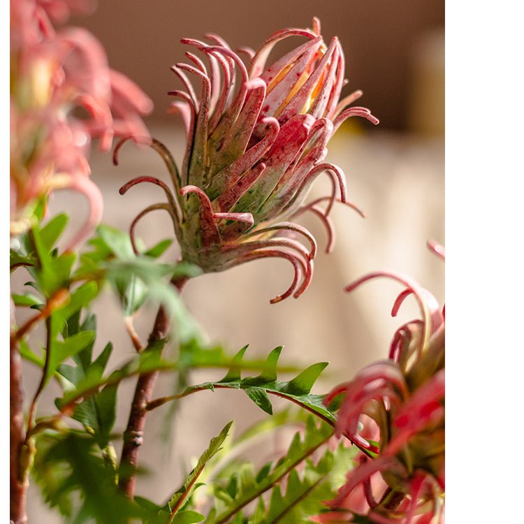 Red Flame Protea Artificial Flower Stem - 31"