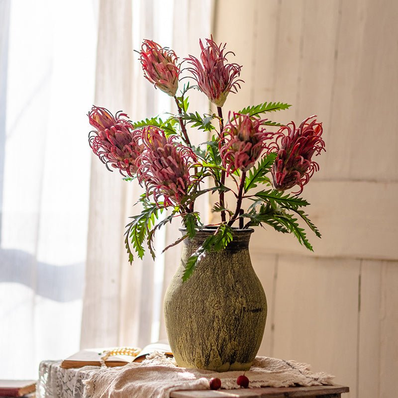 Red Flame Protea Artificial Flower Stem - 31"