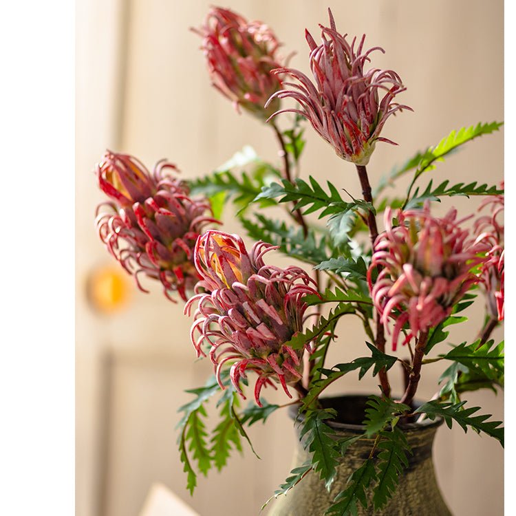 Red Flame Protea Artificial Flower Stem - 31"