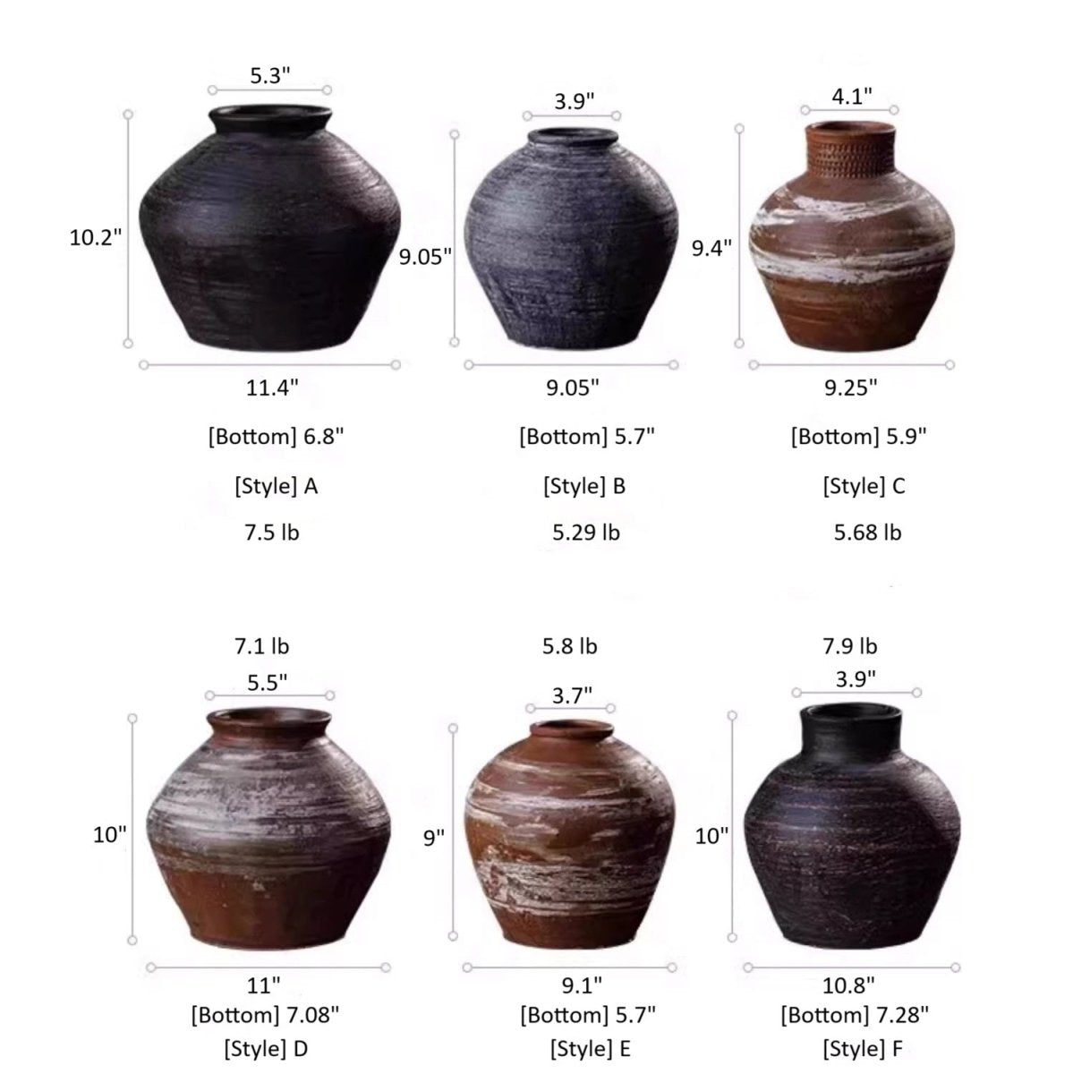 Vintage Wabi-Sabi Style Ceramic Jar Planters