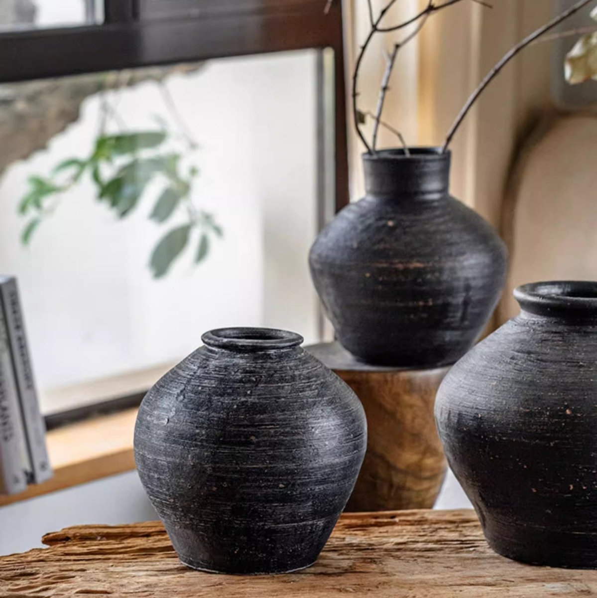 Vintage Wabi-Sabi Style Ceramic Jar Planters