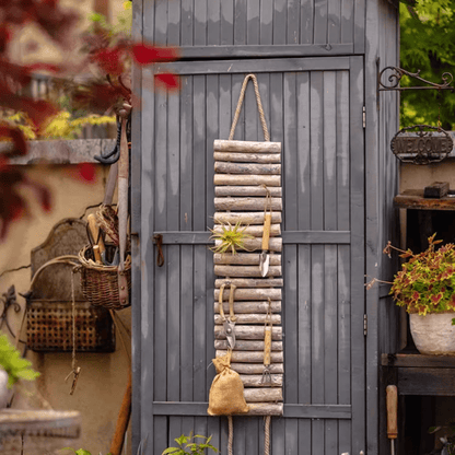 Rustic Wooden Ladder Garden Tool Organizer