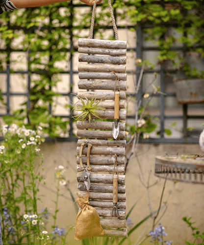 Rustic Wooden Ladder Garden Tool Organizer