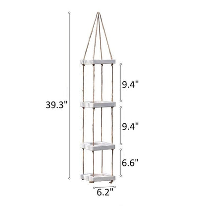 Wooden Rope Hanging Plant Shelf