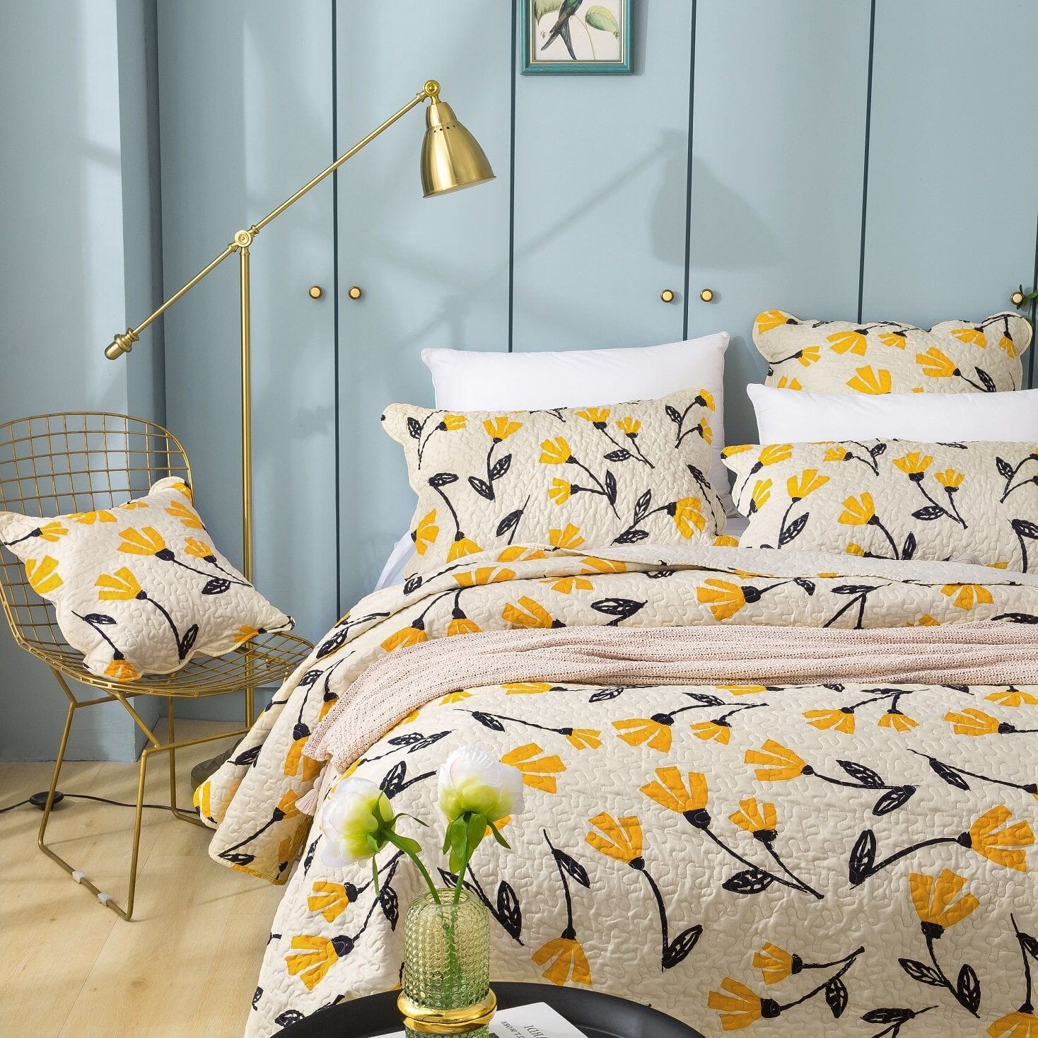Bed in a Bag Bundle Set - Yellow Fleur