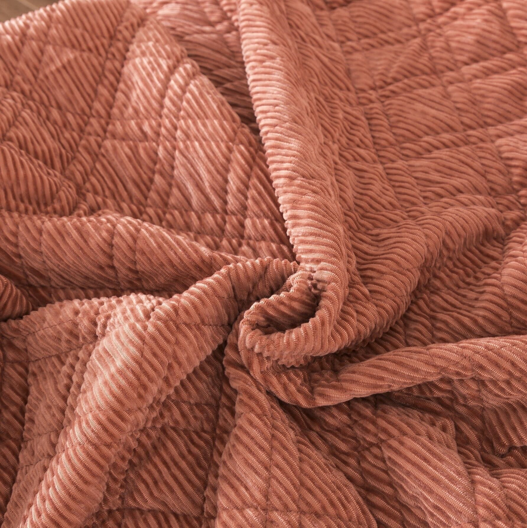 Terracotta Soft Velour Corduroy Bedding Set