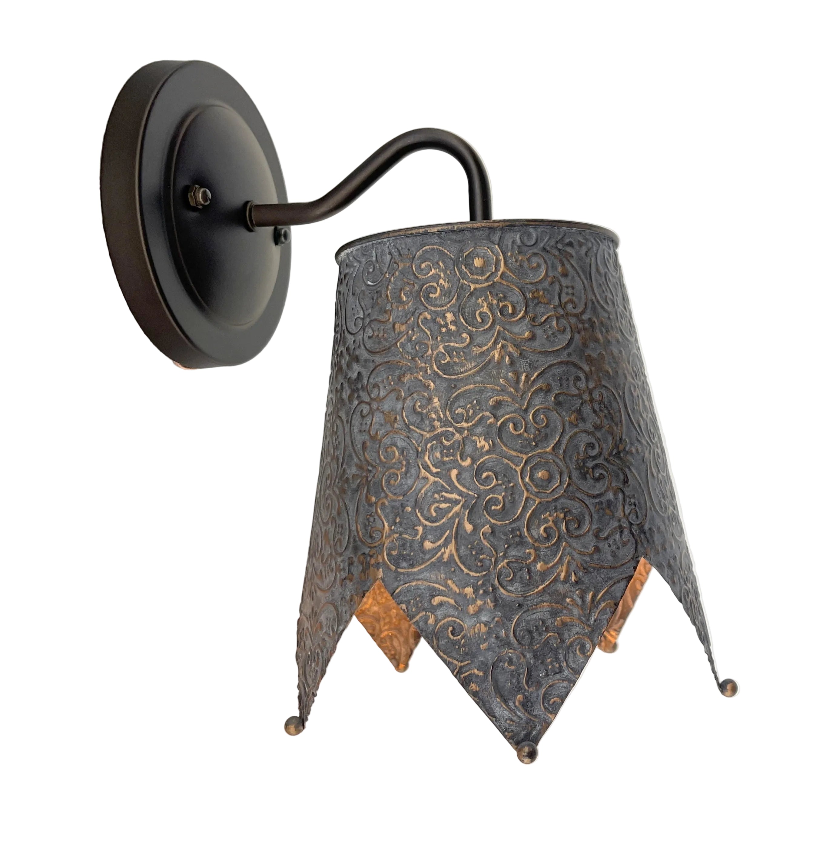 Jubilant Ornate Copper Wall Sconce Light Fixture