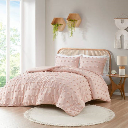 King/Cal King 3-Piece Pink Pompom Microfiber Comforter Set