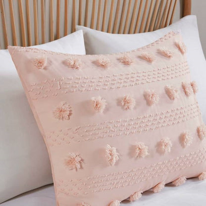 King/Cal King 3-Piece Pink Pompom Microfiber Comforter Set