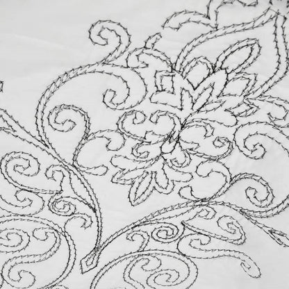 White Damask Embroidered 4 Piece Oversized Bedspread Set - King