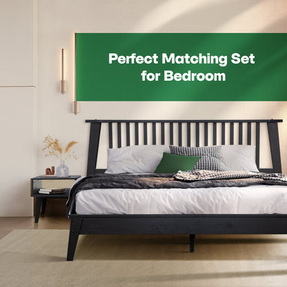 Kaylin Acacia Bed Frame &amp; Nightstand Set