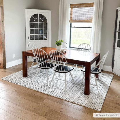Keita Cream &amp; Black Grid Plush Rug