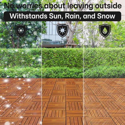 Solid Wood Deck Tiles Solid Slat Style - Box of 9, 2 Colors
