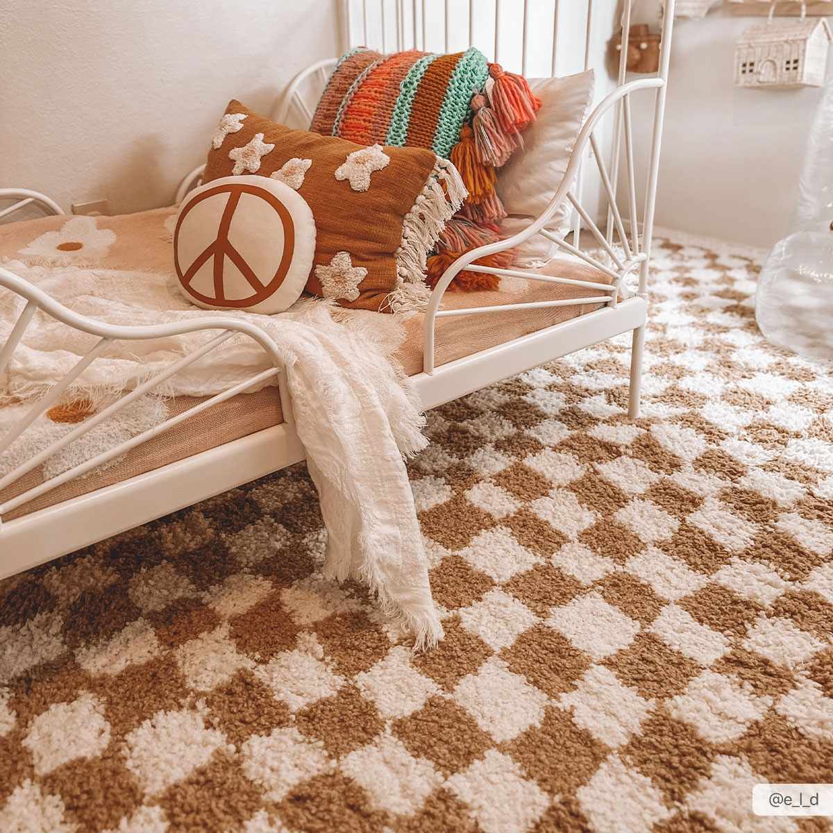 Kieu Mustard &amp; Ivory Checkered Area Rug
