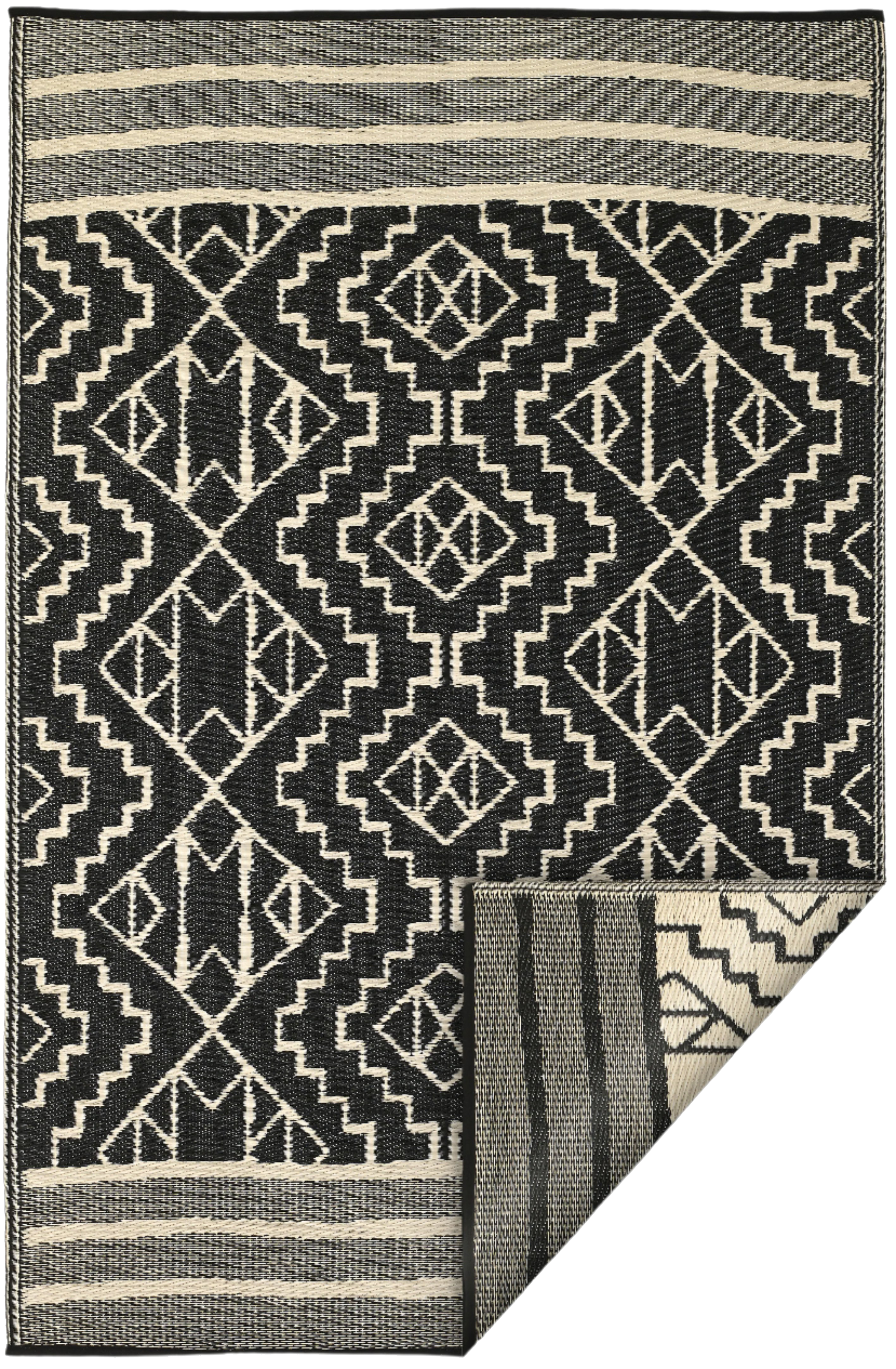 (SALE) Kilimanjaro - Black Reversible Outdoor Rug