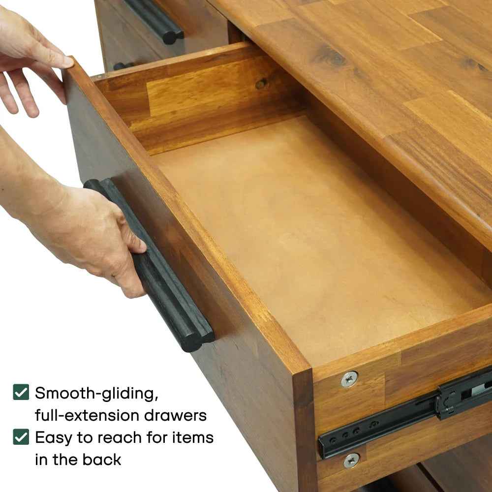 Acacia Legacy Solid Wood Dresser in Caramel or Walnut