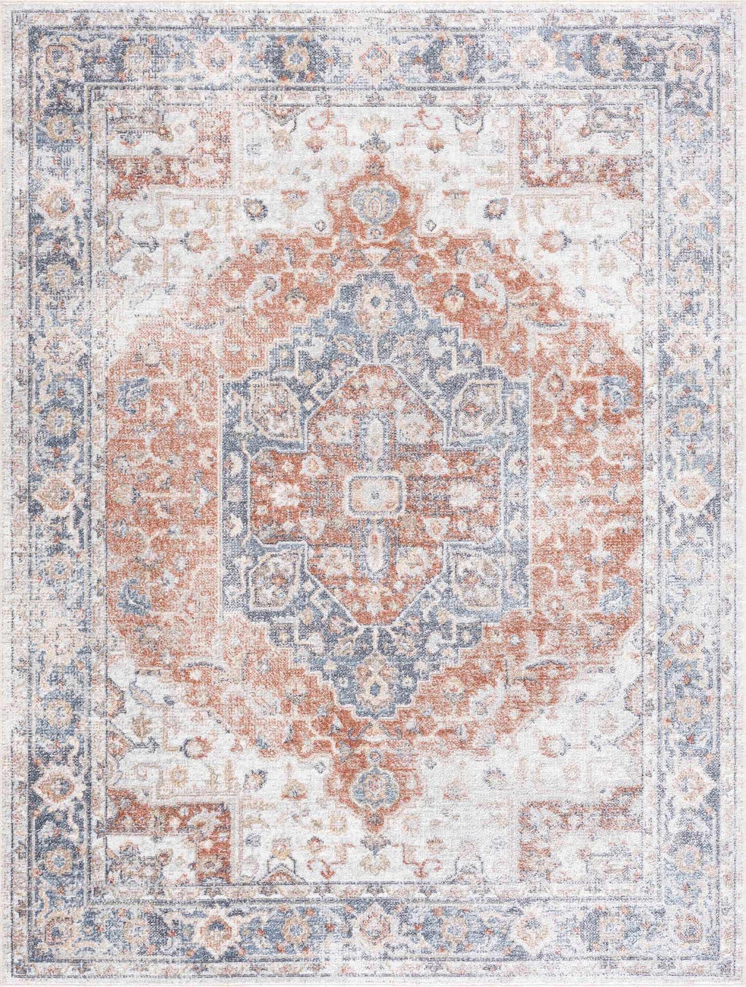 Akram Gray &amp; Orange Washable Area Rug - Clearance