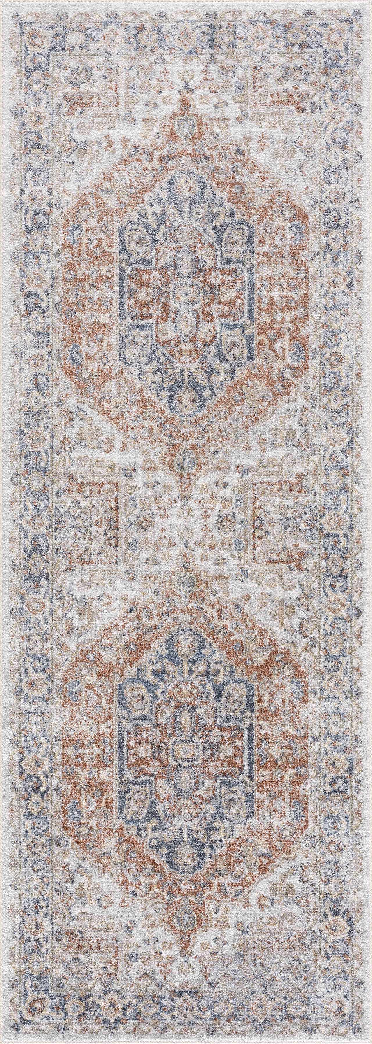 Akram Gray &amp; Orange Washable Area Rug - Clearance
