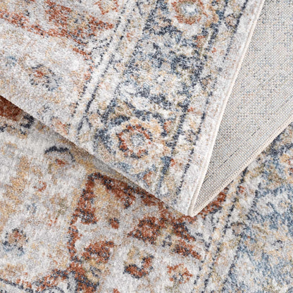 Akram Gray &amp; Orange Washable Area Rug - Clearance