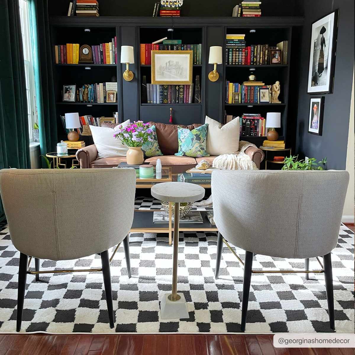 Lajos Black &amp; White Checkered Plush Rug