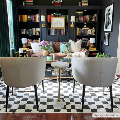Lajos Black &amp; White Checkered Plush Rug