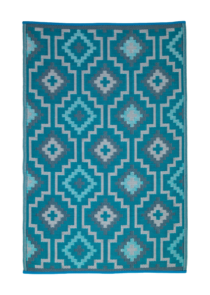 Lhasa - Teal Outdoor Rug for Patio FINAL SALE