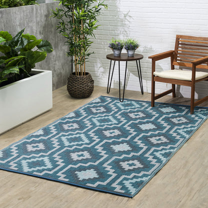 Lhasa - Teal Outdoor Rug for Patio FINAL SALE